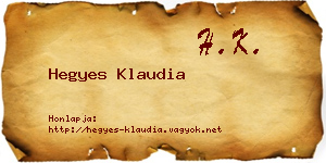 Hegyes Klaudia névjegykártya